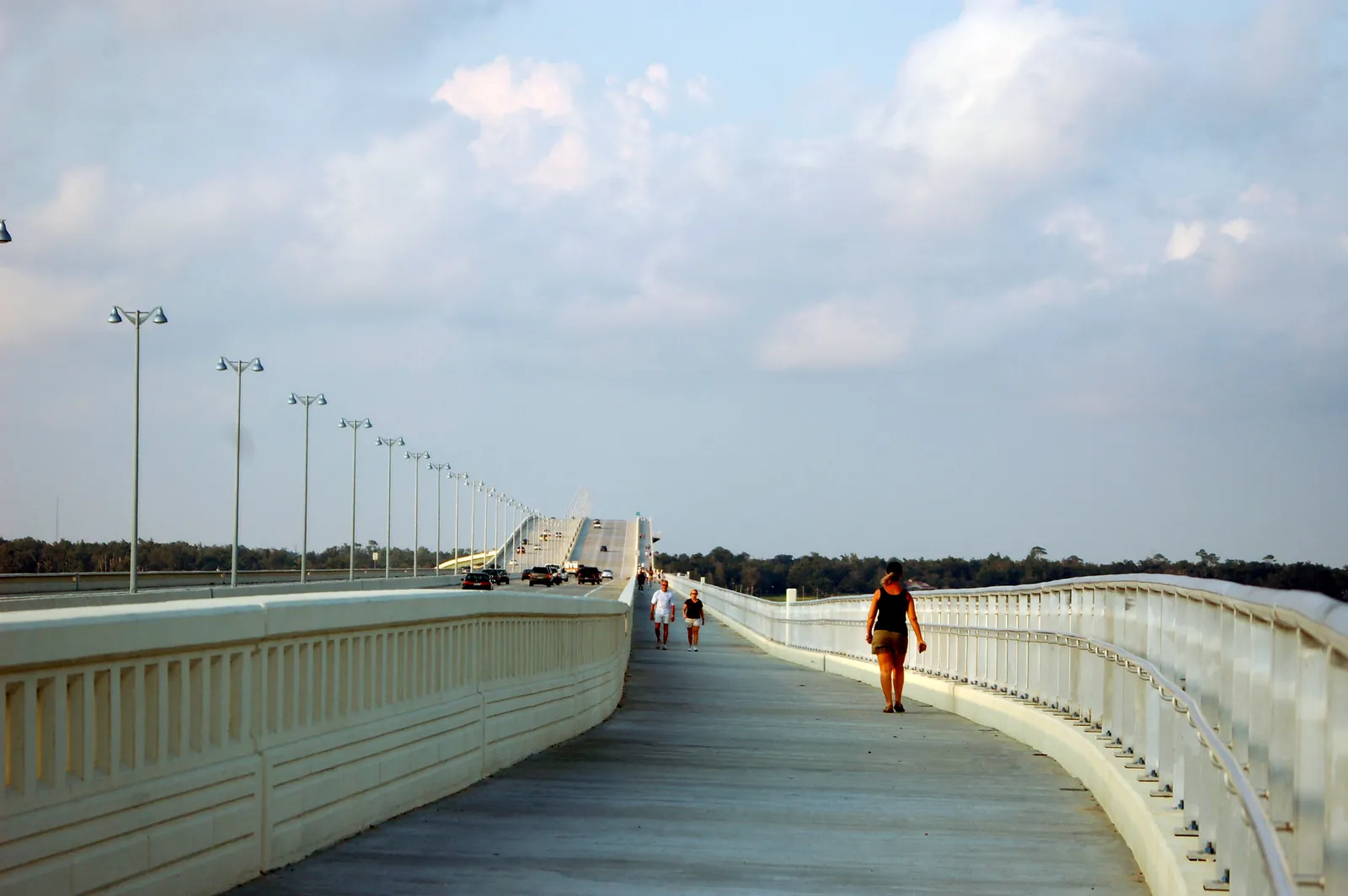 Walkers on the path across the Biloxi Bay Bridge, which carries U.S. 90 between Biloxi and Ocean Springs.