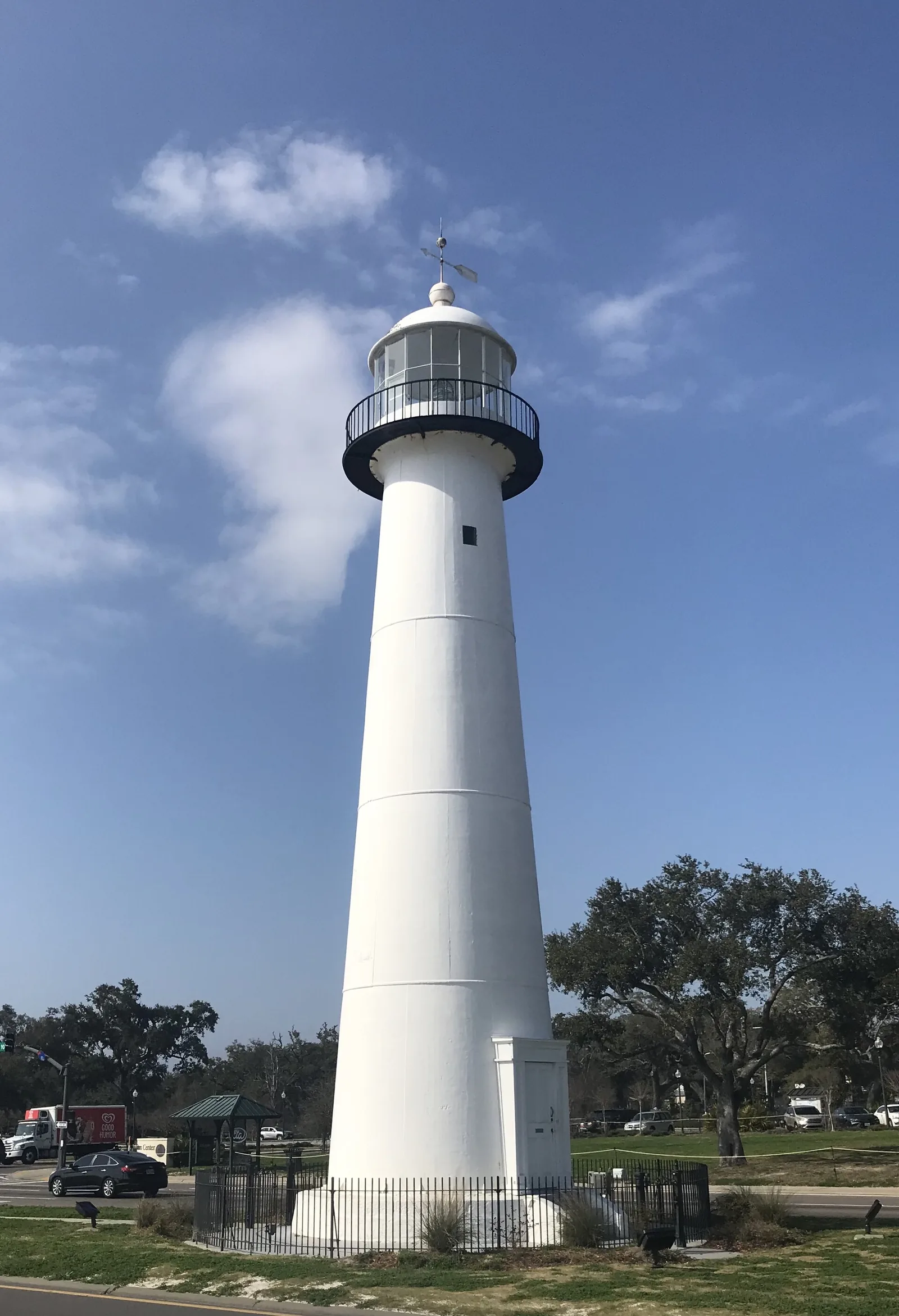 The 1848 Biloxi Lighthouse on Beach Boulevard, which the mayor lights in red and green to open the Christmas season.