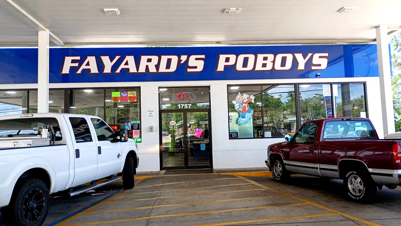 Fayard's, a family-owned gas station and po-boy shop at 1757 Popp's Ferry Road, near the south end of Cedar Lake Road.