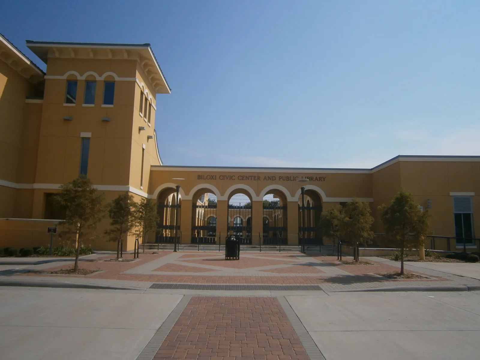 The Biloxi library and civic center building, east of downtown in East Biloxi.