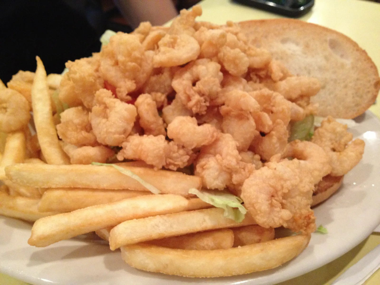 A fried shrimp po'boy, the Gulf Coast sandwich served at many Biloxi restaurants.